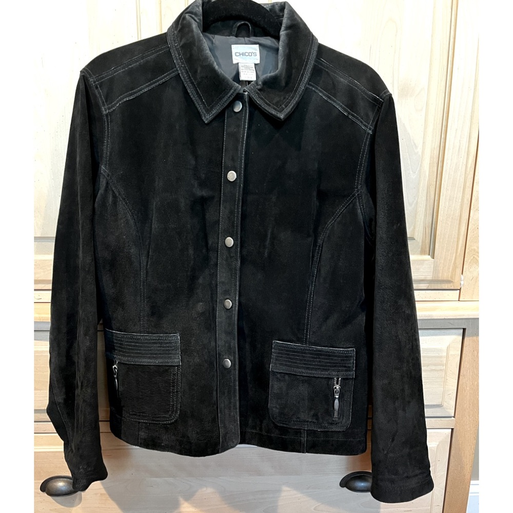 Chico’s women’s L(12) black suede jacket